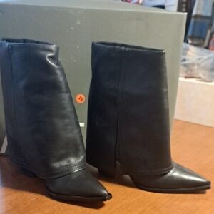 Arezzo Black Leather Ankle Boots